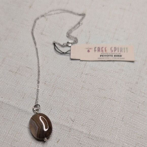 NWT Peyote Bird Sterling Silver And Brown Gemstone Pendent Necklace - Picture 2 of 6